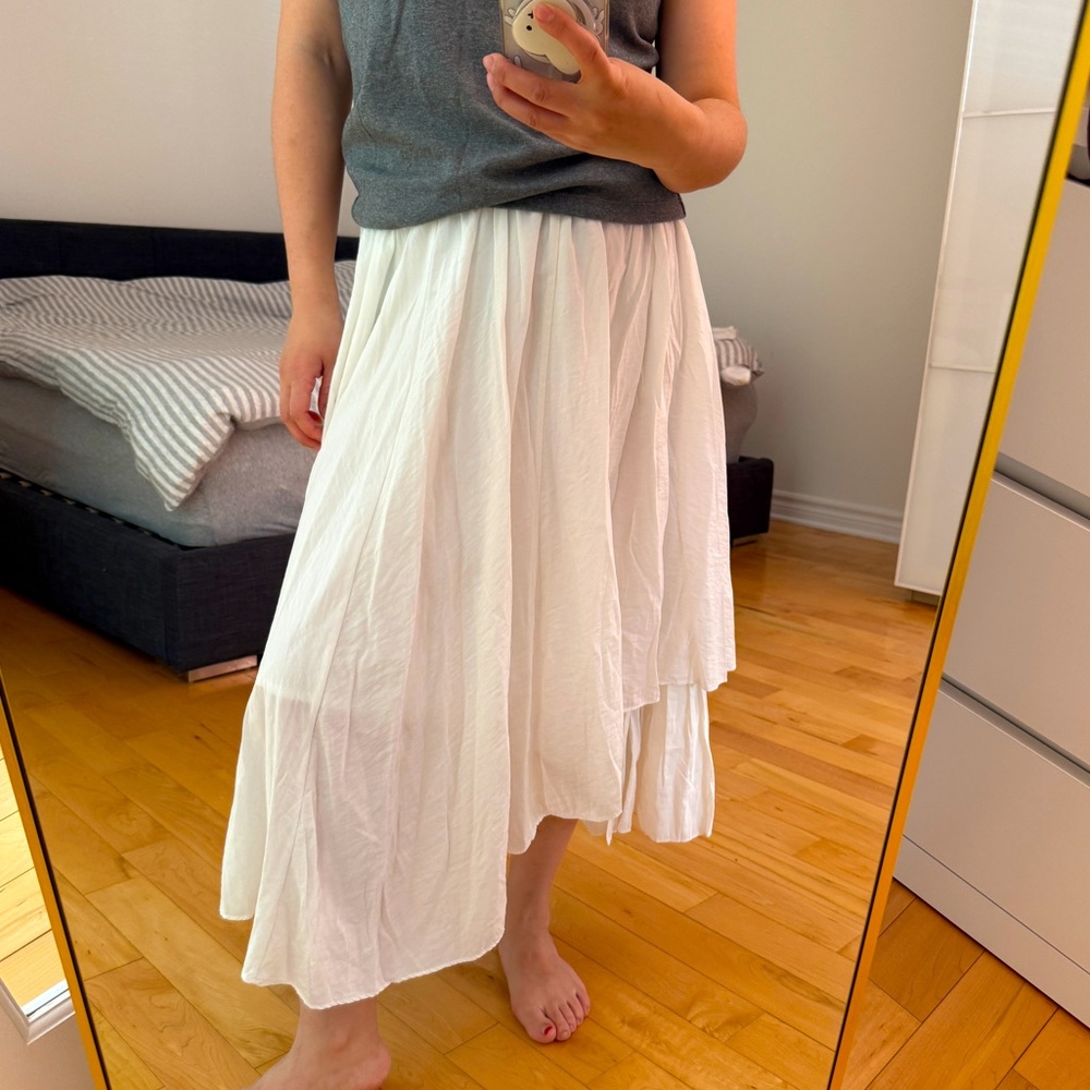 White Lightweight Tiered Midi Skirt - Women's